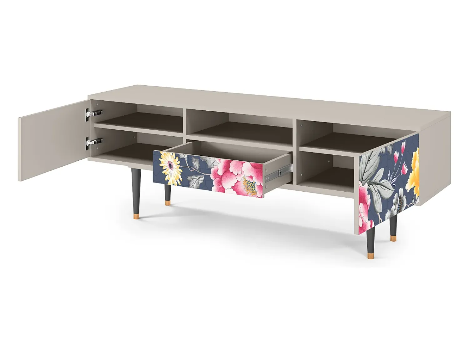 Móvel De Tv* Mueble de TV - 170х59х41 cm - T6 - Dark Flower Bed, Areia Bege