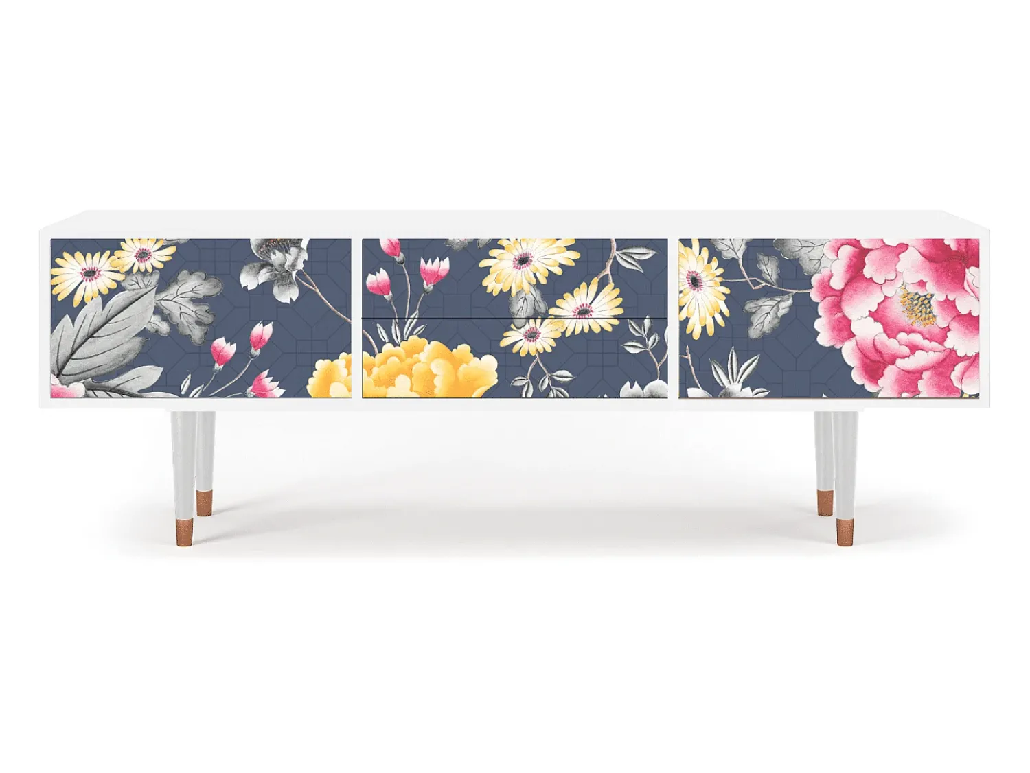 Móvel De Tv* Mueble de TV - 170х59х48 cm - T4 - Dark Flower Bed, Branco Bege