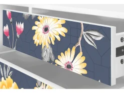 Móvel De Tv* Mueble de TV - 170х59х48 cm - T4 - Dark Flower Bed, Branco Bege