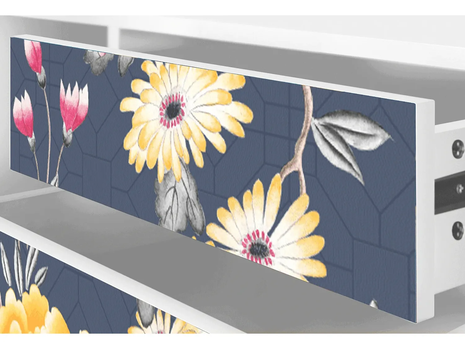 Móvel De Tv* Mueble de TV - 170х59х48 cm - T4 - Dark Flower Bed, Branco Bege
