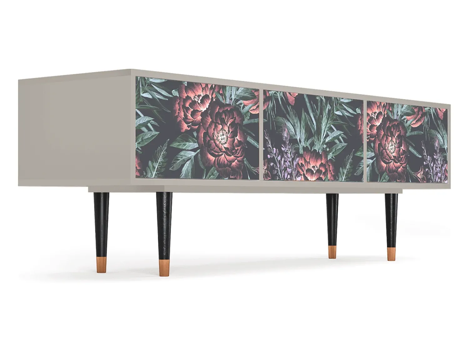Móvel De Tv| Mueble de TV - 170х59х48 cm - T4 - Dark Peonies, Areia Bege