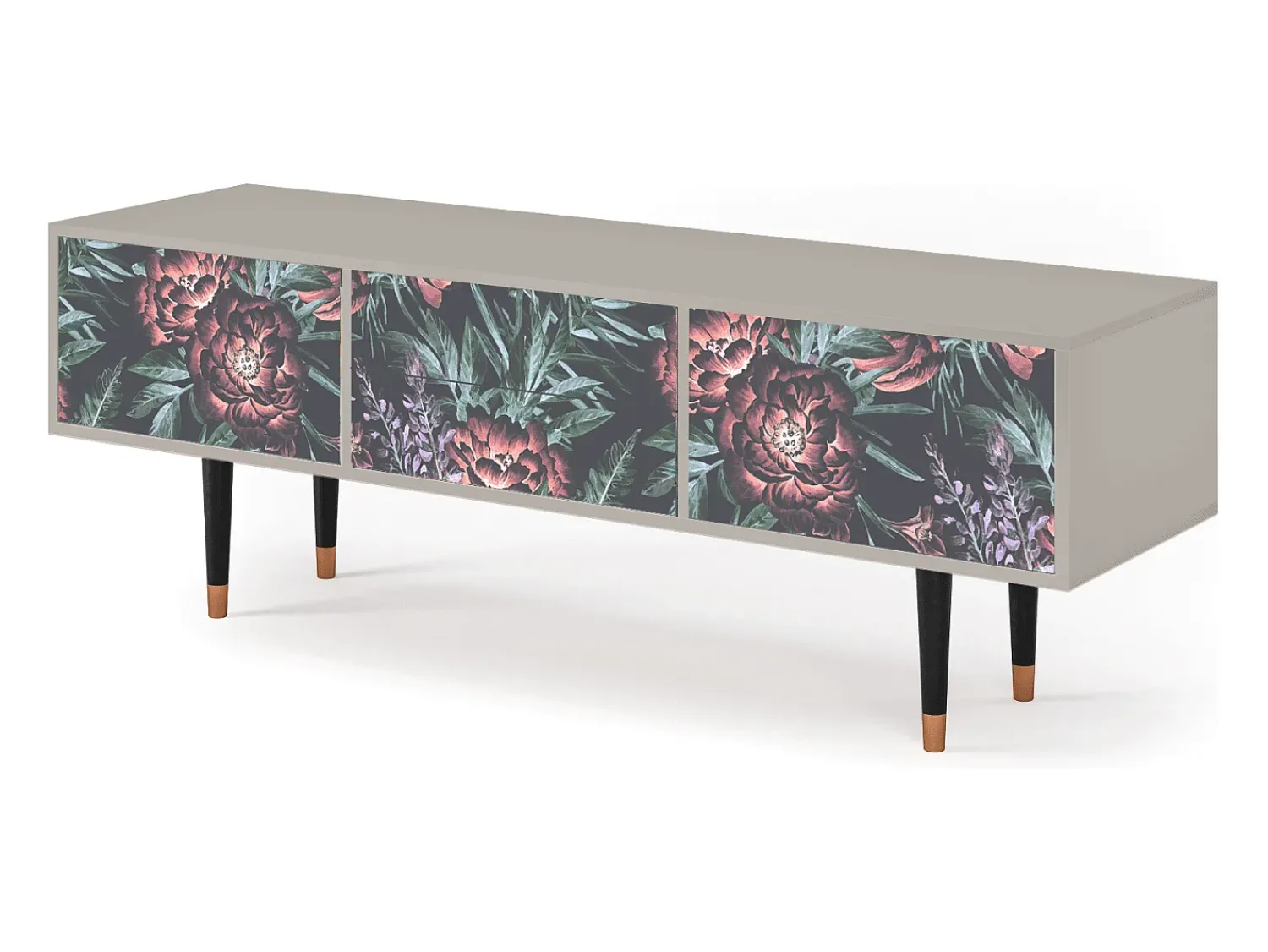 Móvel De Tv| Mueble de TV - 170х59х48 cm - T4 - Dark Peonies, Areia Bege