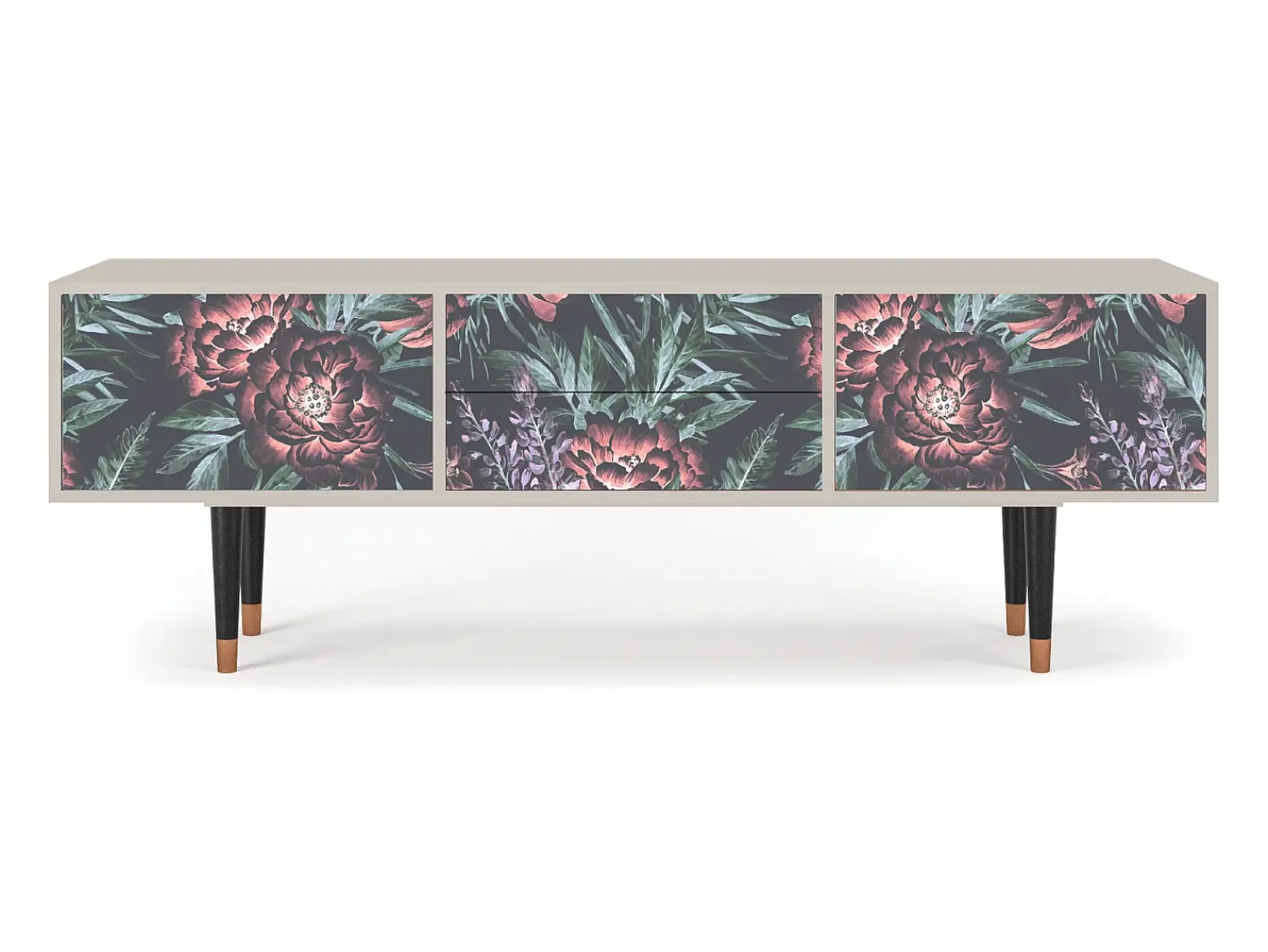 Móvel De Tv| Mueble de TV - 170х59х48 cm - T4 - Dark Peonies, Areia Bege