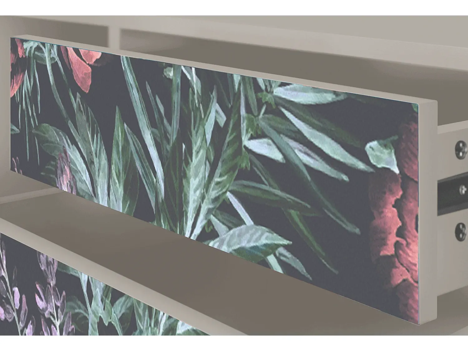 Móvel De Tv| Mueble de TV - 170х59х48 cm - T4 - Dark Peonies, Areia Bege