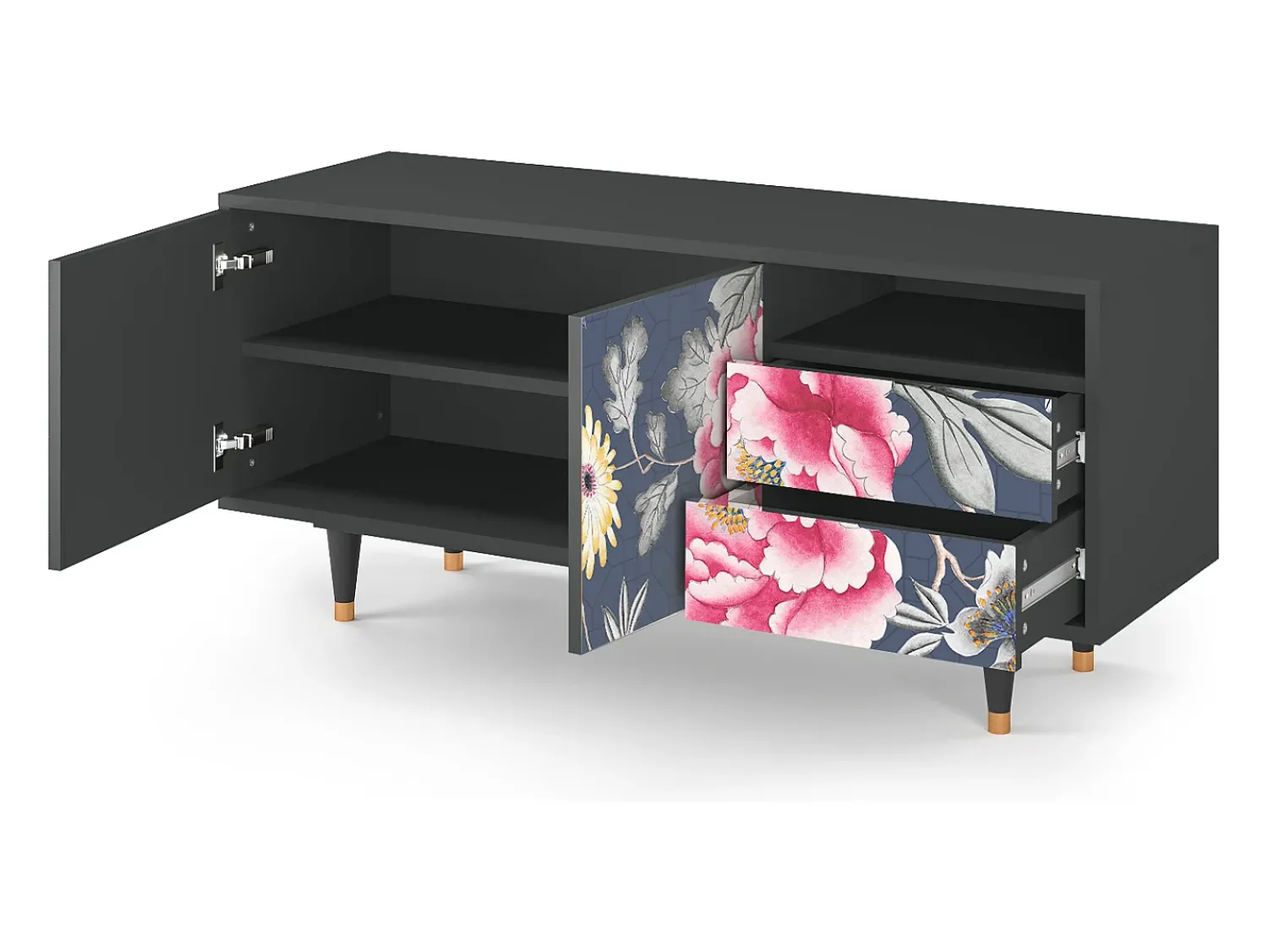 Mueble de TV - 125х56х41 cm - T7 - Dark Flower Bed, Antracite^ Móvel De Tv