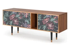 Móvel De Tv| Mueble de TV - 170х69х48 cm - T1 - Dark Peonies, Nogueira Castanho