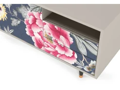 New Mueble de TV - 125х56х41 cm - T7 - Dark Flower Bed, Areia Bege