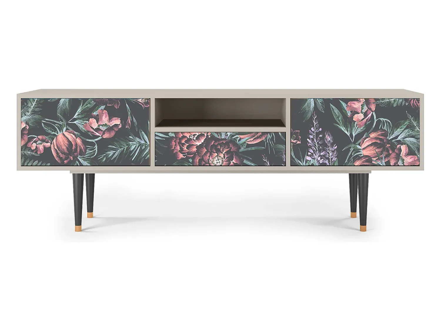 Online Mueble de TV - 170х59х41 cm - T6 - Dark Peonies, Areia Bege