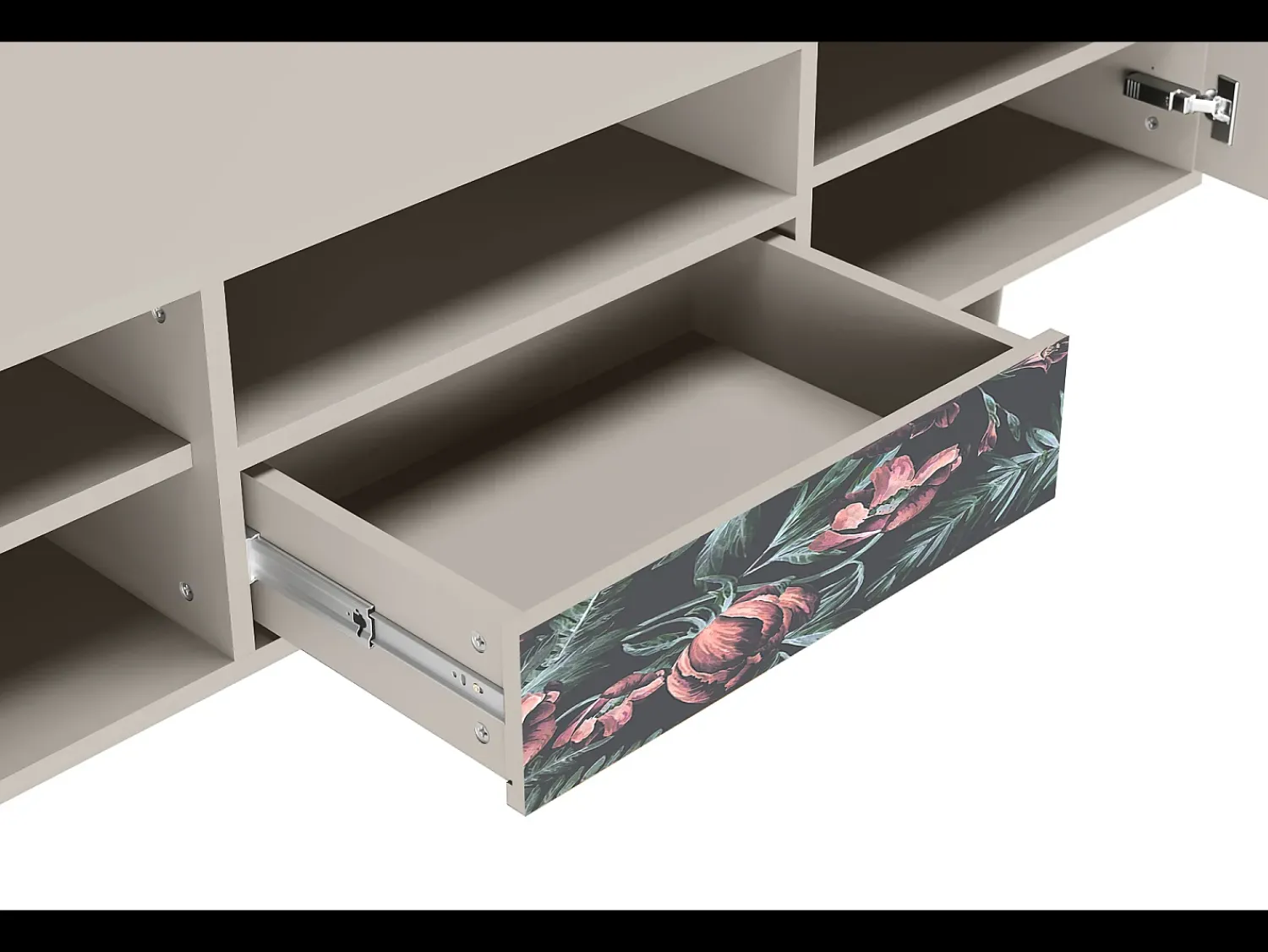Online Mueble de TV - 170х59х41 cm - T6 - Dark Peonies, Areia Bege