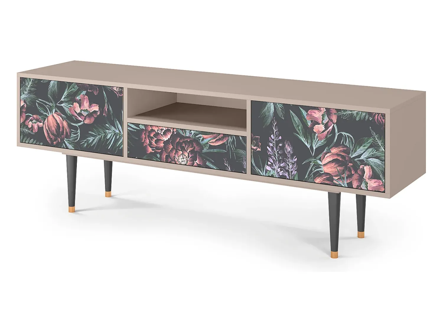 Online Mueble de TV - 170х59х41 cm - T6 - Dark Peonies, Areia Bege