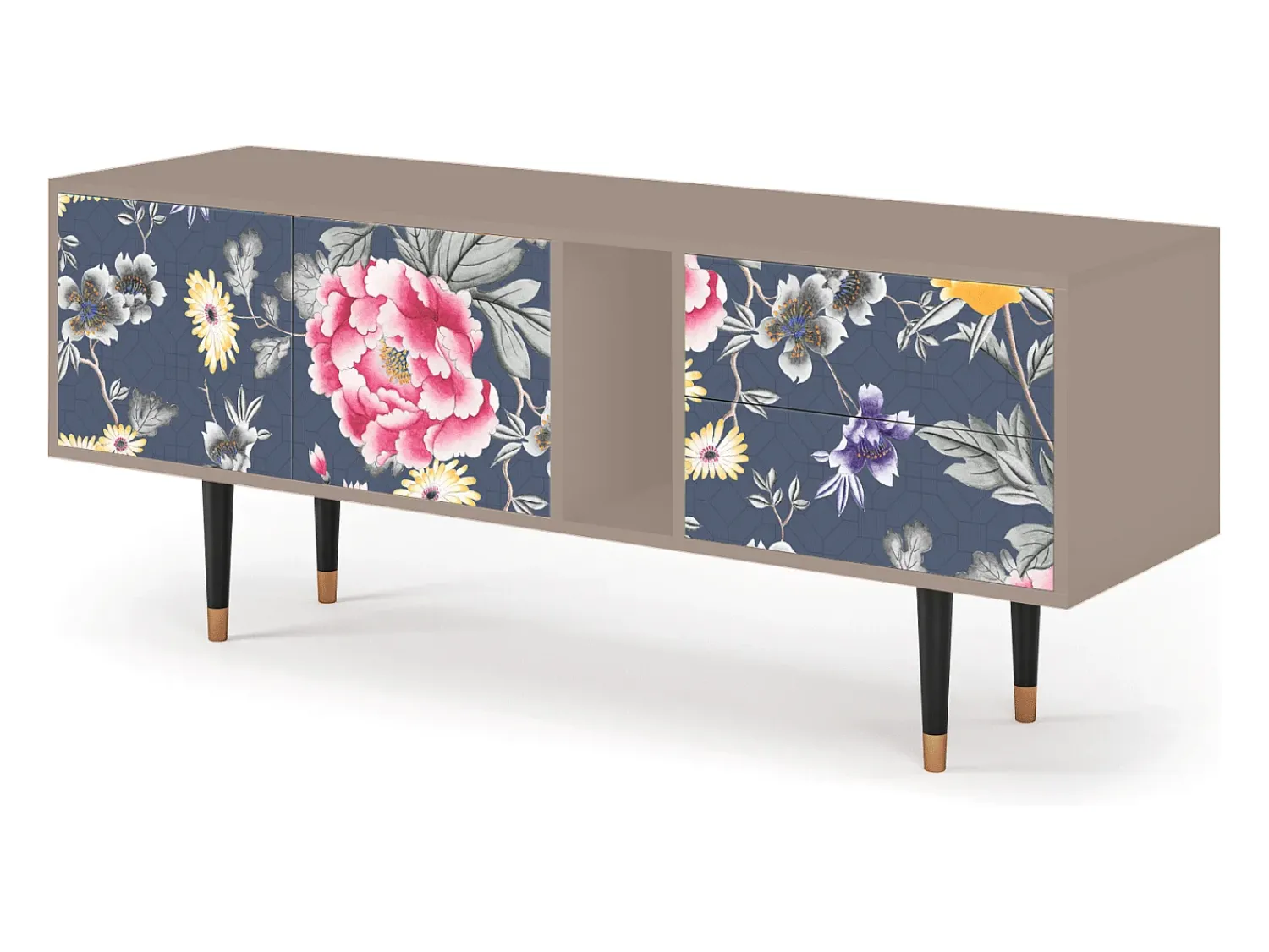 Móvel De Tv* Mueble de TV - 170х69х48 cm - T1 - Dark Flower Bed, Latte Bege