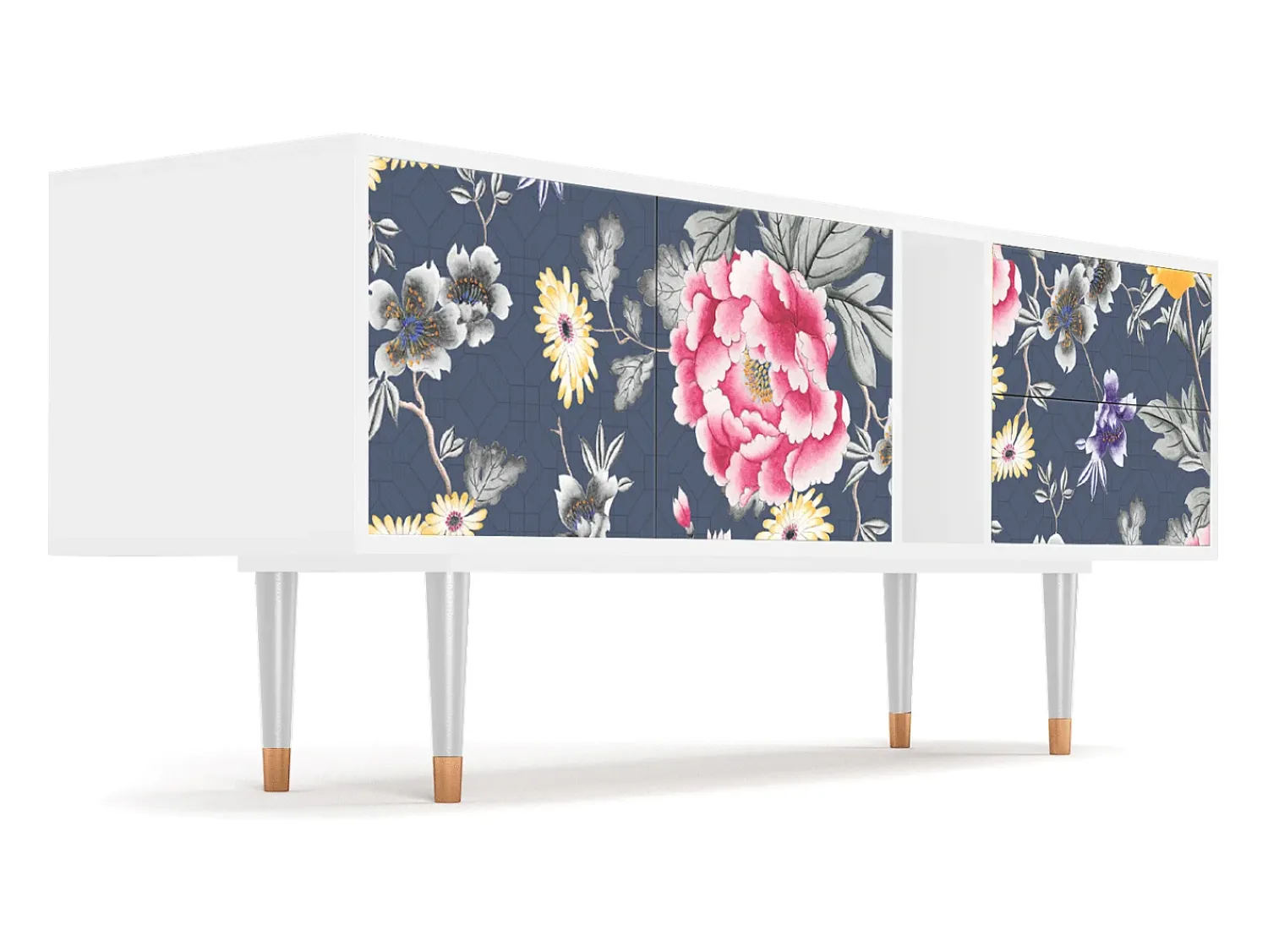 Online Mueble de TV - 170х69х48 cm - T1 - Dark Flower Bed, Branco Bege