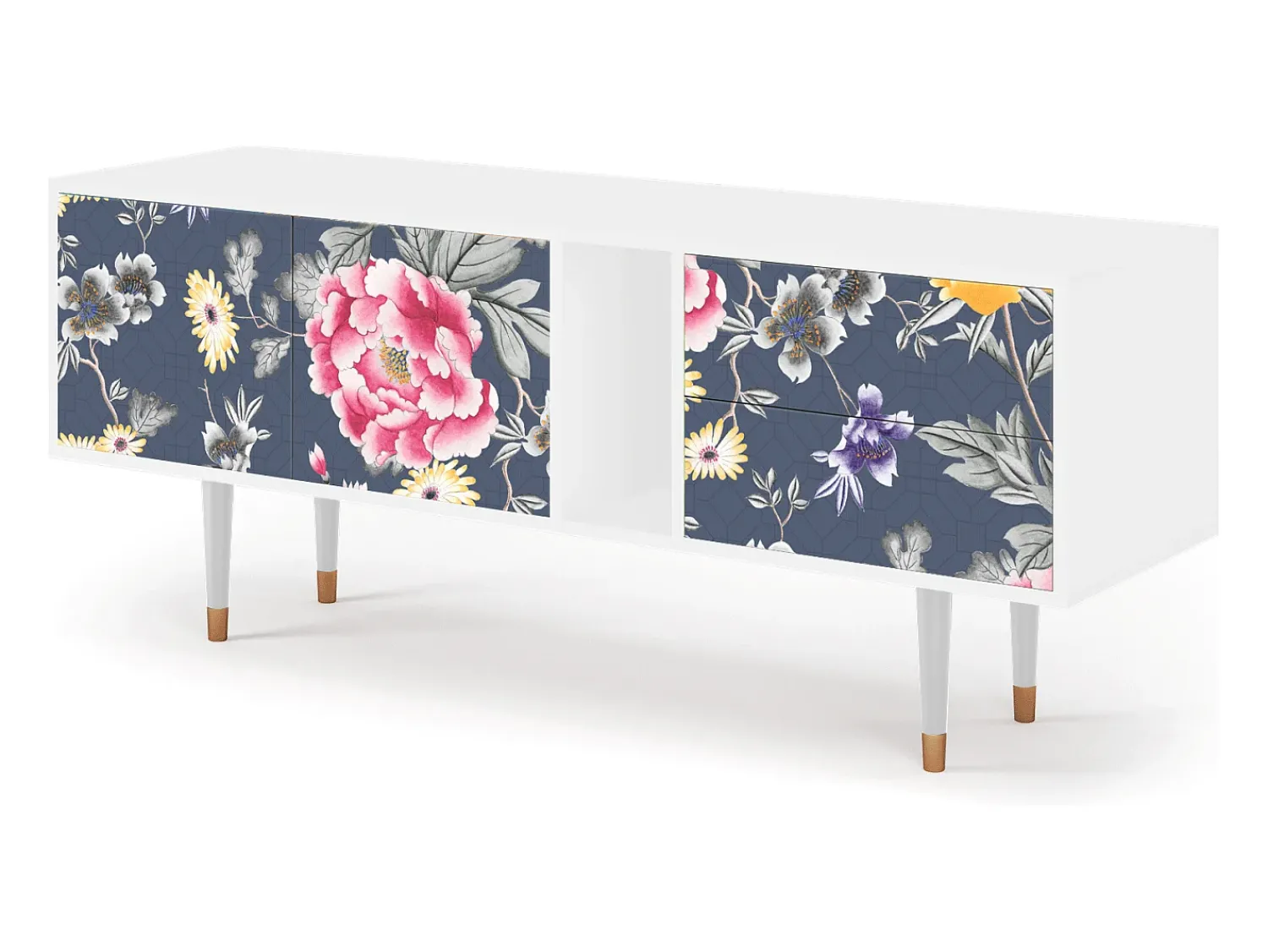 Online Mueble de TV - 170х69х48 cm - T1 - Dark Flower Bed, Branco Bege