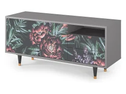 New Mueble de TV - 125х56х41 cm - T7 - Dark Peonies, Cinza Cinzento