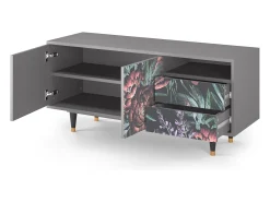 New Mueble de TV - 125х56х41 cm - T7 - Dark Peonies, Cinza Cinzento