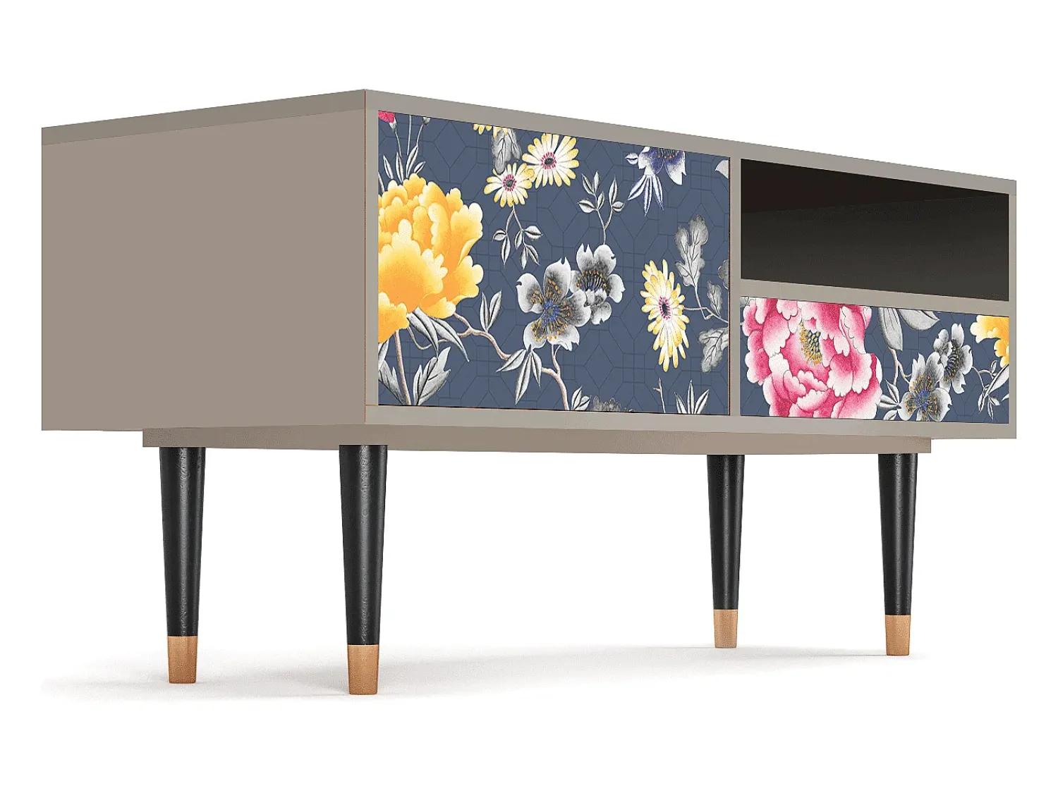 Móvel De Tv| Mueble de TV - 115х59х48 cm - T3 - Dark Flower Bed, Areia Bege