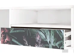 Mueble de TV - 115х59х48 cm - T3 - Dark Peonies, Branco^ Móvel De Tv