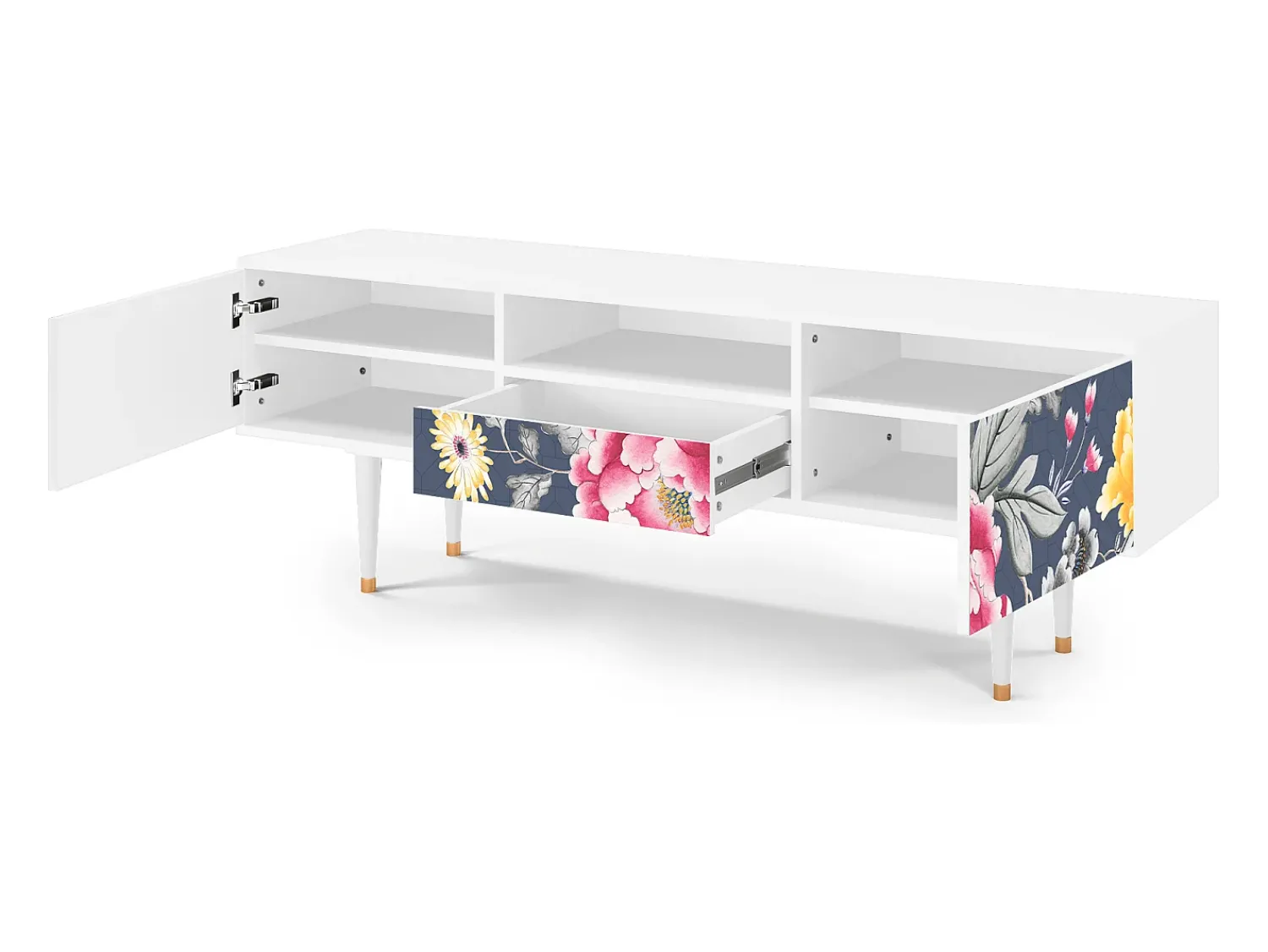 Online Mueble de TV - 170х59х41 cm - T6 - Dark Flower Bed, Branco Bege