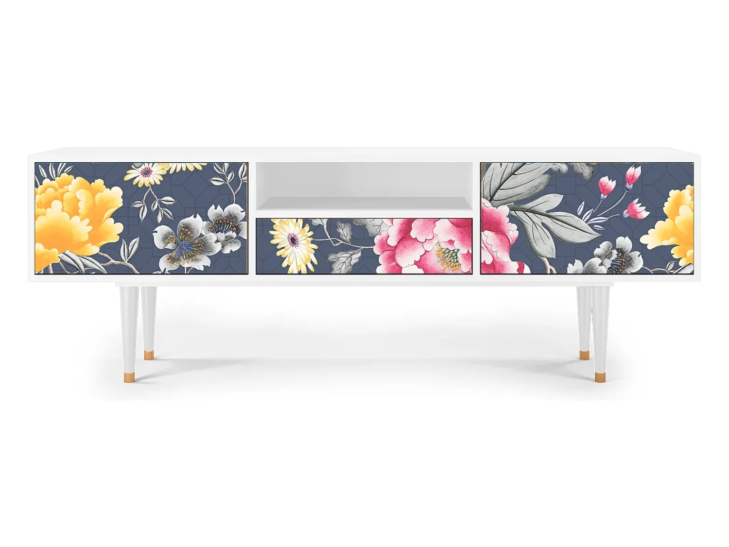 Online Mueble de TV - 170х59х41 cm - T6 - Dark Flower Bed, Branco Bege