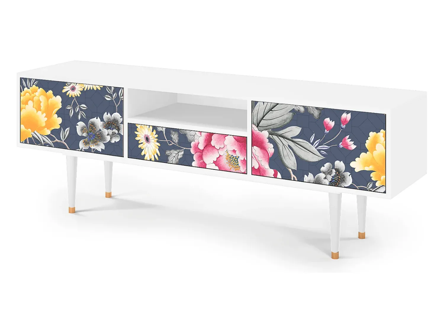 Online Mueble de TV - 170х59х41 cm - T6 - Dark Flower Bed, Branco Bege