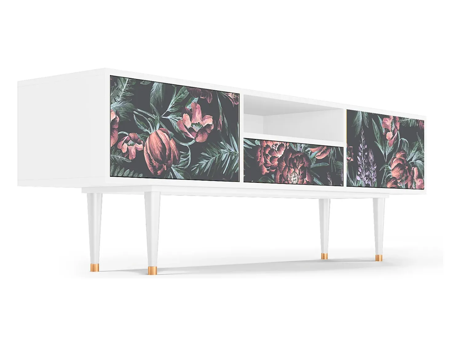 Móvel De Tv| Mueble de TV - 170х59х41 cm - T6 - Dark Peonies, Branco Bege