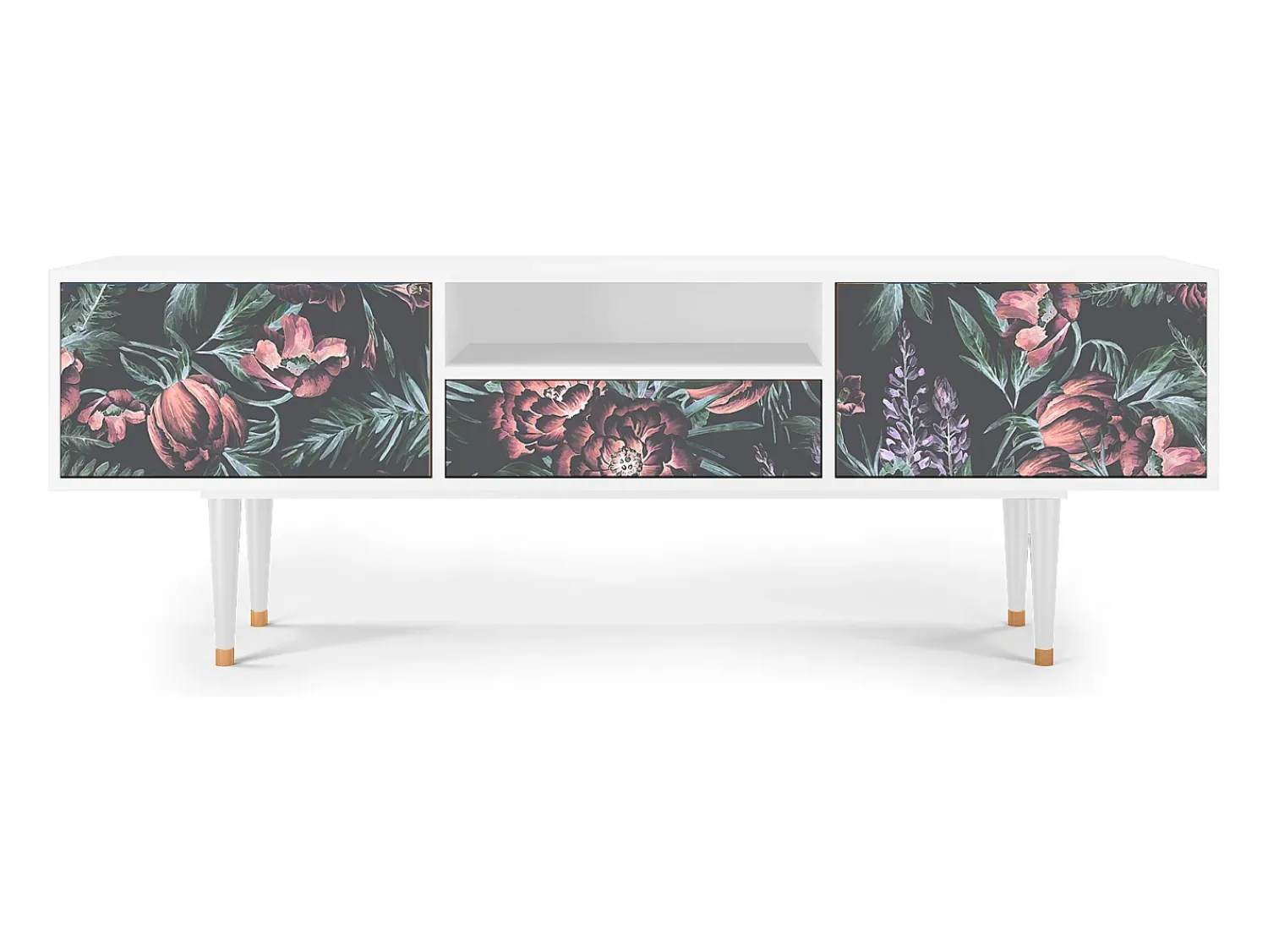 Móvel De Tv| Mueble de TV - 170х59х41 cm - T6 - Dark Peonies, Branco Bege