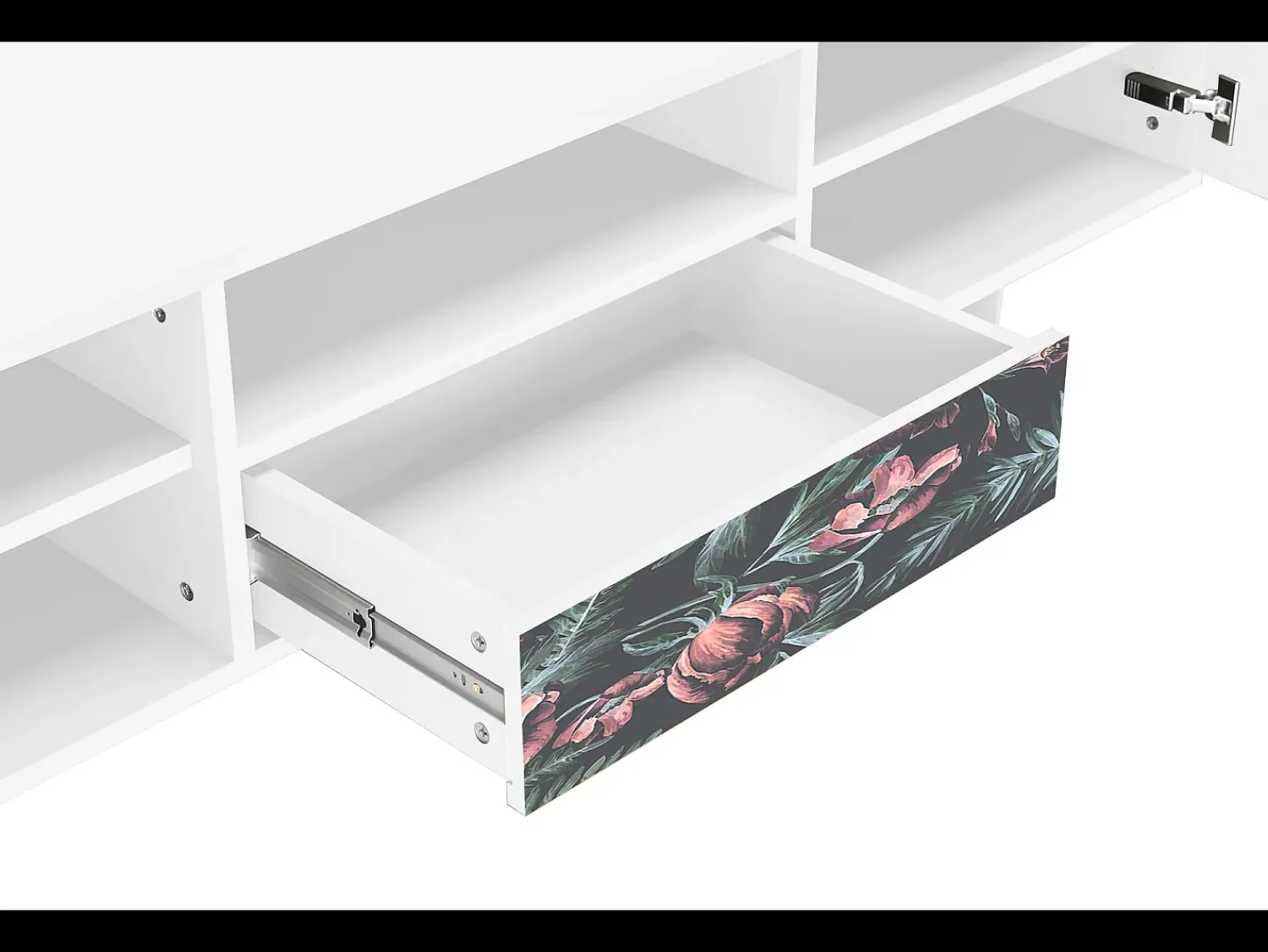 Móvel De Tv| Mueble de TV - 170х59х41 cm - T6 - Dark Peonies, Branco Bege