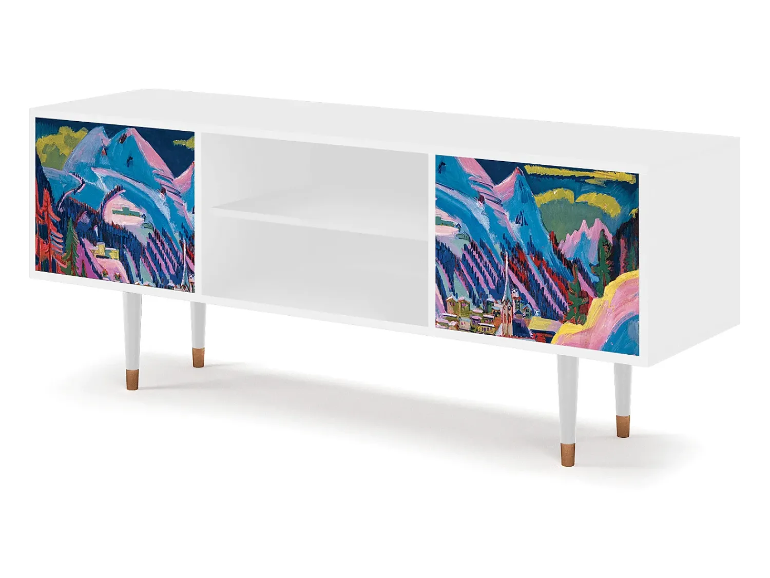 Móvel De Tv* Mueble de TV - 170х69х48 cm - T2 - Davos Winter, Branco Bege