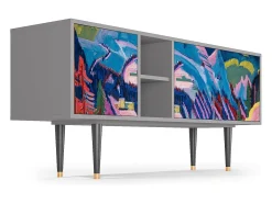 Móvel De Tv| Mueble de TV - 150х69х41 cm - T5 - Davos Winter, Cinza Cinzento