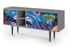Móvel De Tv| Mueble de TV - 150х69х41 cm - T5 - Davos Winter, Cinza Cinzento