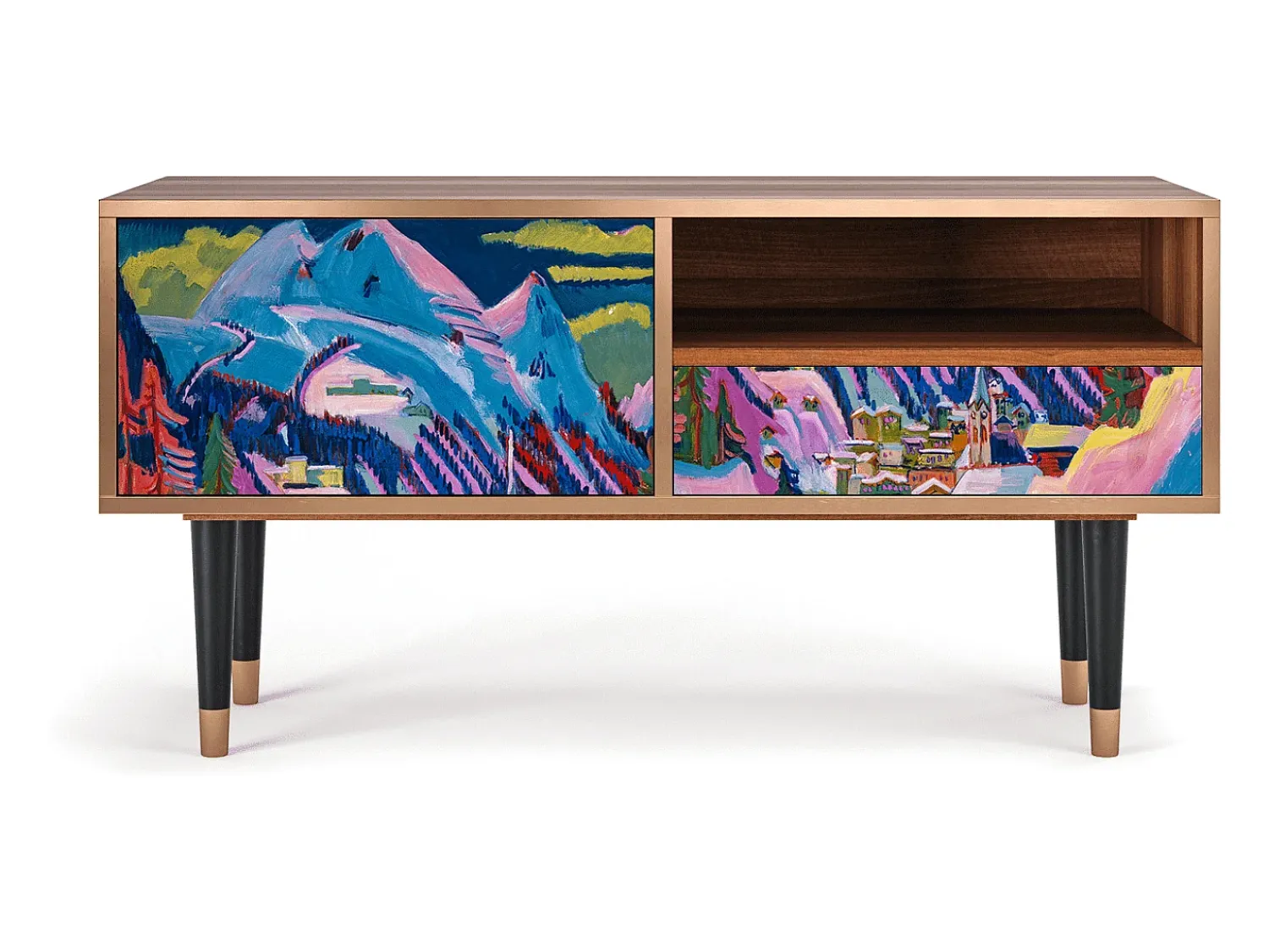 Discount Mueble de TV - 115х59х48 cm - T3 - Davos Winter, Nogueira Castanho