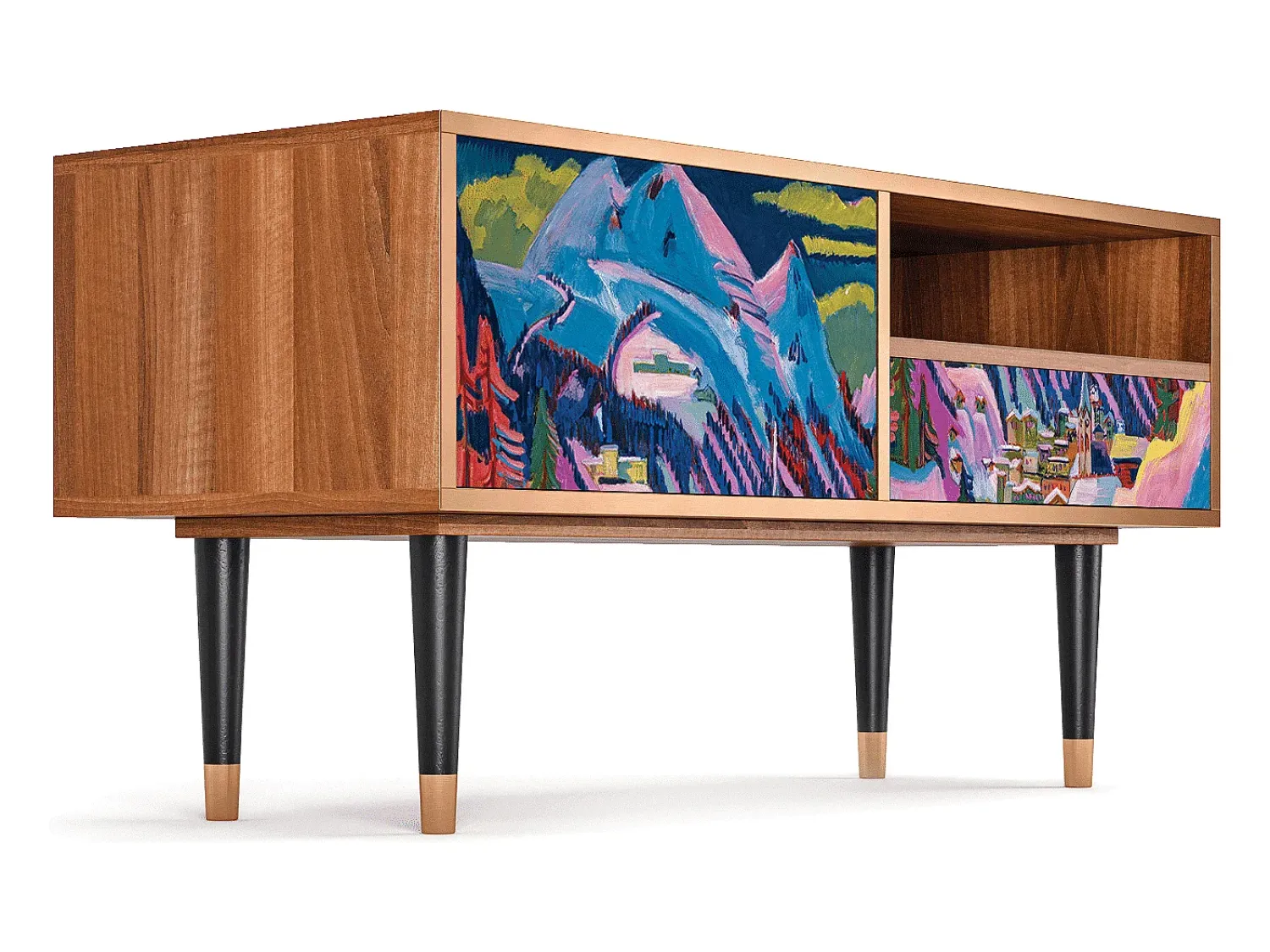 Discount Mueble de TV - 115х59х48 cm - T3 - Davos Winter, Nogueira Castanho