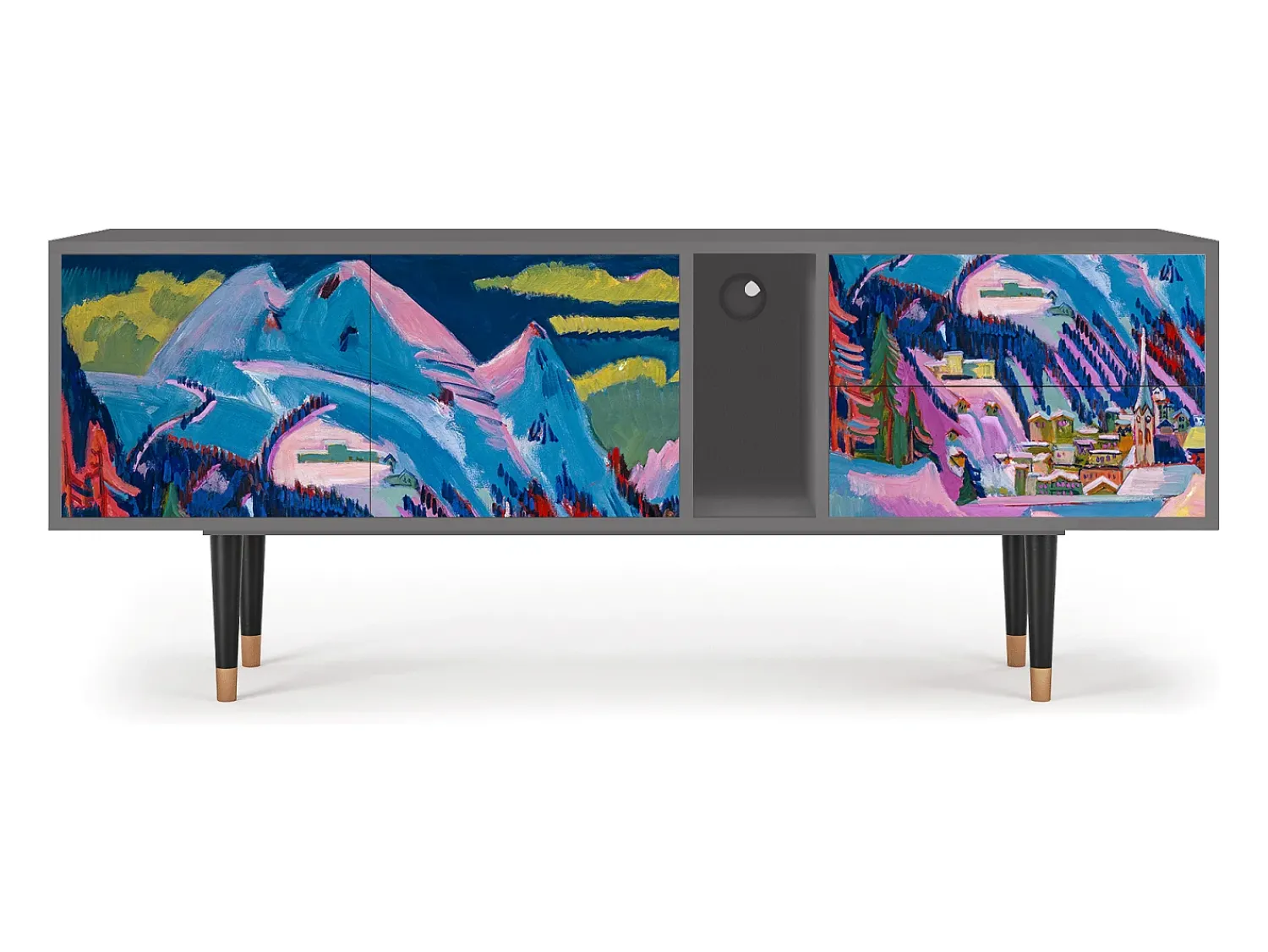 Móvel De Tv* Mueble de TV - 170х69х48 cm - T1 - Davos Winter, Cinza Cinzento