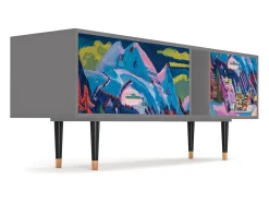 Móvel De Tv* Mueble de TV - 170х69х48 cm - T1 - Davos Winter, Cinza Cinzento