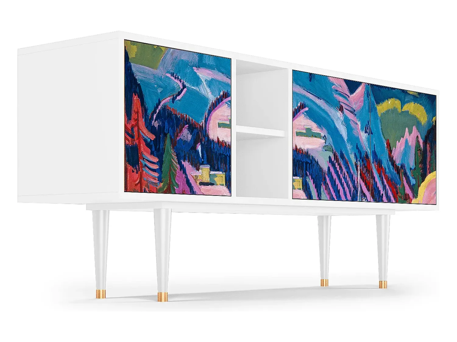 Móvel De Tv* Mueble de TV - 150х69х41 cm - T5 - Davos Winter, Branco Bege