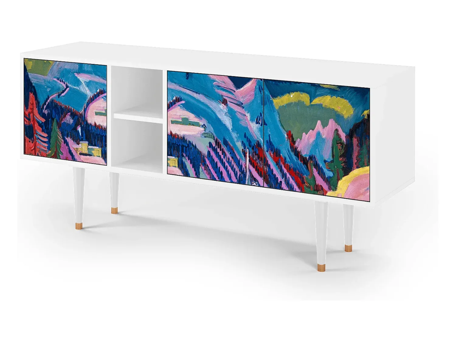 Móvel De Tv* Mueble de TV - 150х69х41 cm - T5 - Davos Winter, Branco Bege