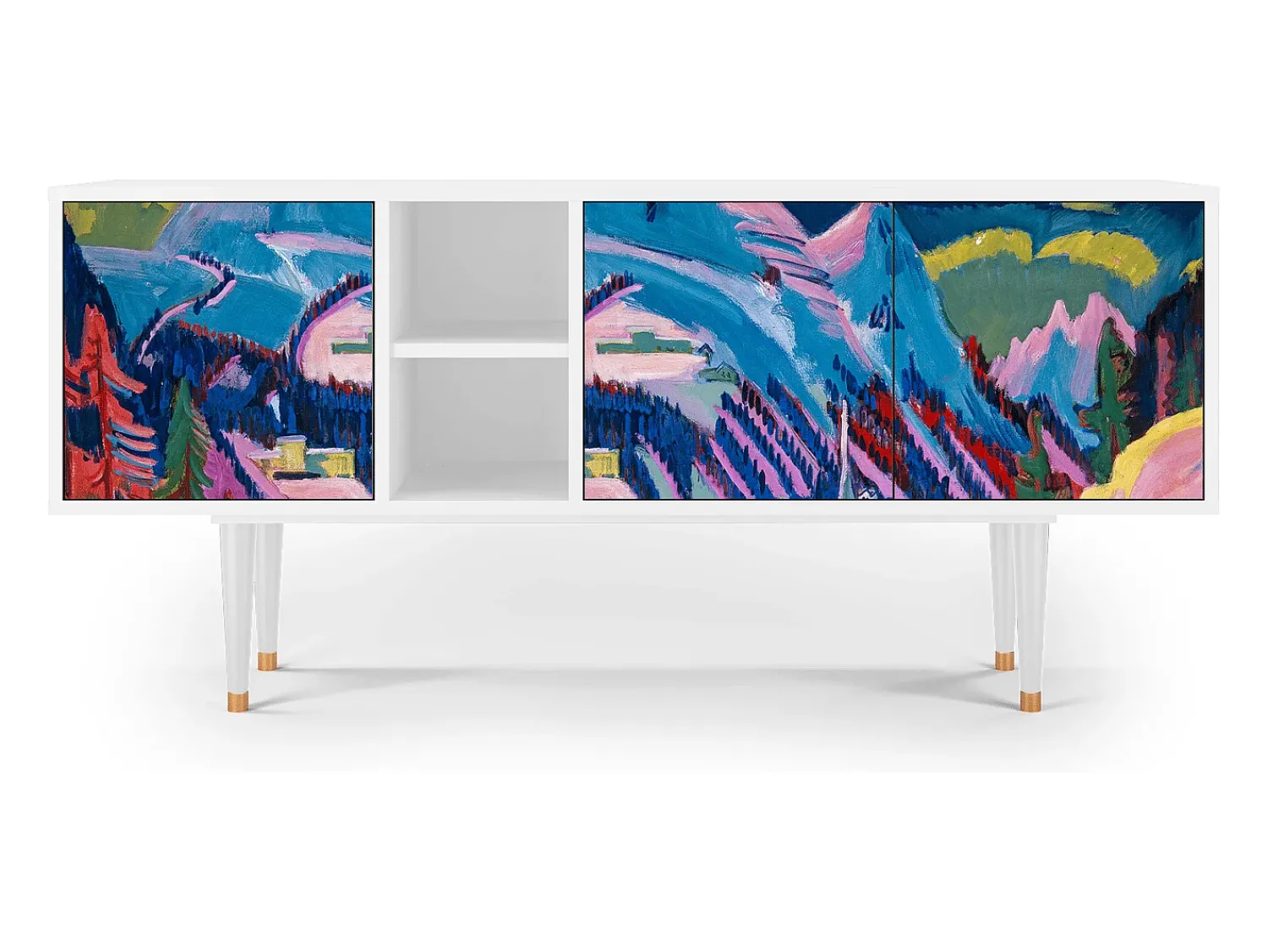 Móvel De Tv* Mueble de TV - 150х69х41 cm - T5 - Davos Winter, Branco Bege