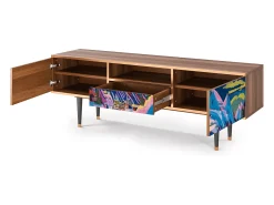 Móvel De Tv* Mueble de TV - 170х59х41 cm - T6 - Davos Winter, Nogueira Castanho