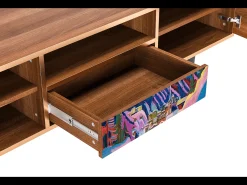 Móvel De Tv* Mueble de TV - 170х59х41 cm - T6 - Davos Winter, Nogueira Castanho