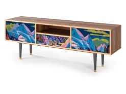 Móvel De Tv* Mueble de TV - 170х59х41 cm - T6 - Davos Winter, Nogueira Castanho