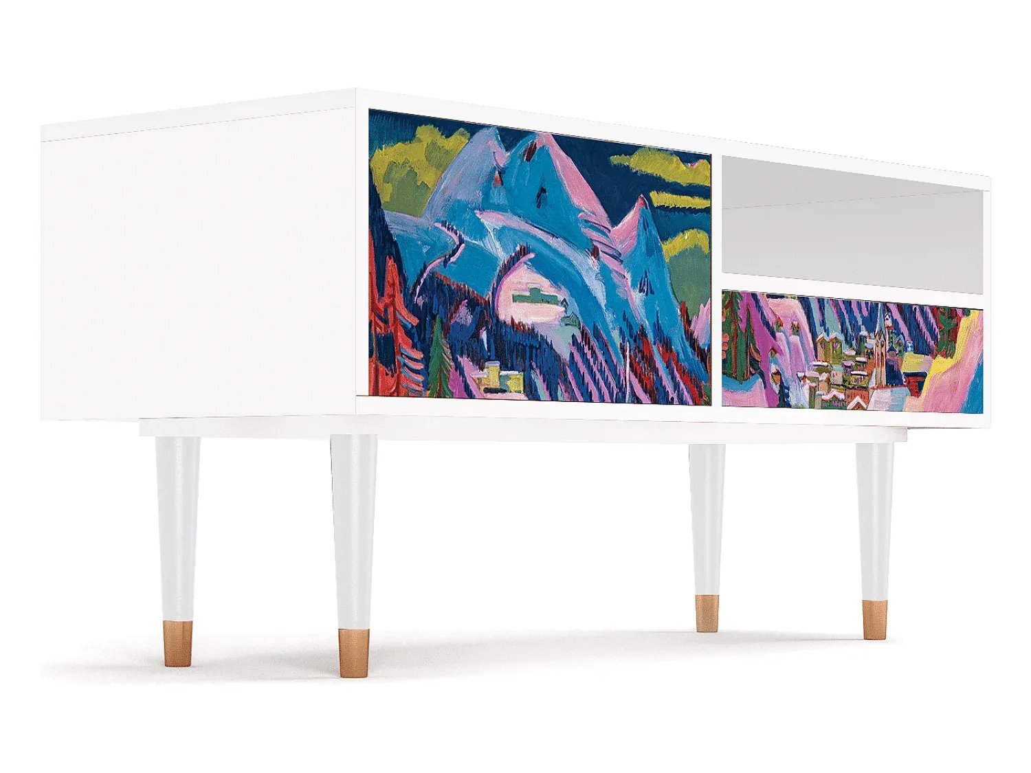 Móvel De Tv| Mueble de TV - 115х59х48 cm - T3 - Davos Winter, Branco Bege