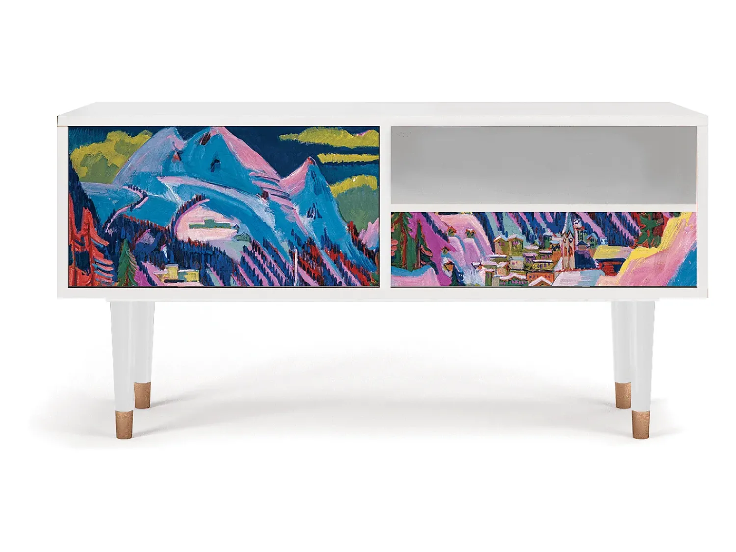 Móvel De Tv| Mueble de TV - 115х59х48 cm - T3 - Davos Winter, Branco Bege