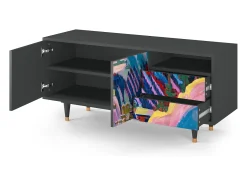 Móvel De Tv* Mueble de TV - 125х56х41 cm - T7 - Davos Winter, Antracite Cinza antracite