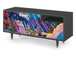 Móvel De Tv* Mueble de TV - 125х56х41 cm - T7 - Davos Winter, Antracite Cinza antracite
