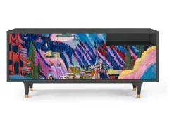 Móvel De Tv* Mueble de TV - 125х56х41 cm - T7 - Davos Winter, Antracite Cinza antracite