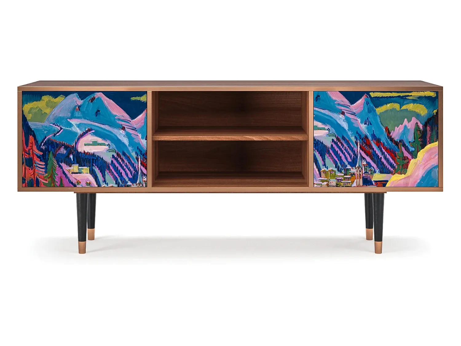Móvel De Tv| Mueble de TV - 170х69х48 cm - T2 - Davos Winter, Nogueira Castanho