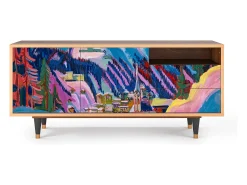 Móvel De Tv| Mueble de TV - 125х56х41 cm - T7 - Davos Winter, Nogueira Castanho