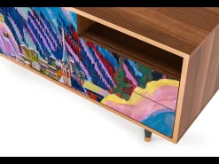 Móvel De Tv| Mueble de TV - 125х56х41 cm - T7 - Davos Winter, Nogueira Castanho