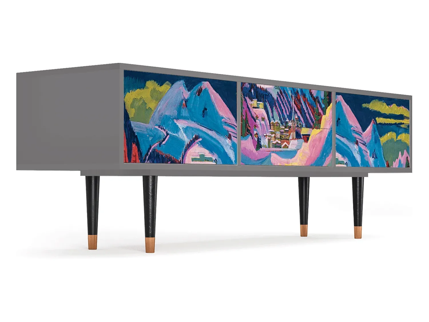 Móvel De Tv| Mueble de TV - 170х59х48 cm - T4 - Davos Winter, Cinza Cinzento