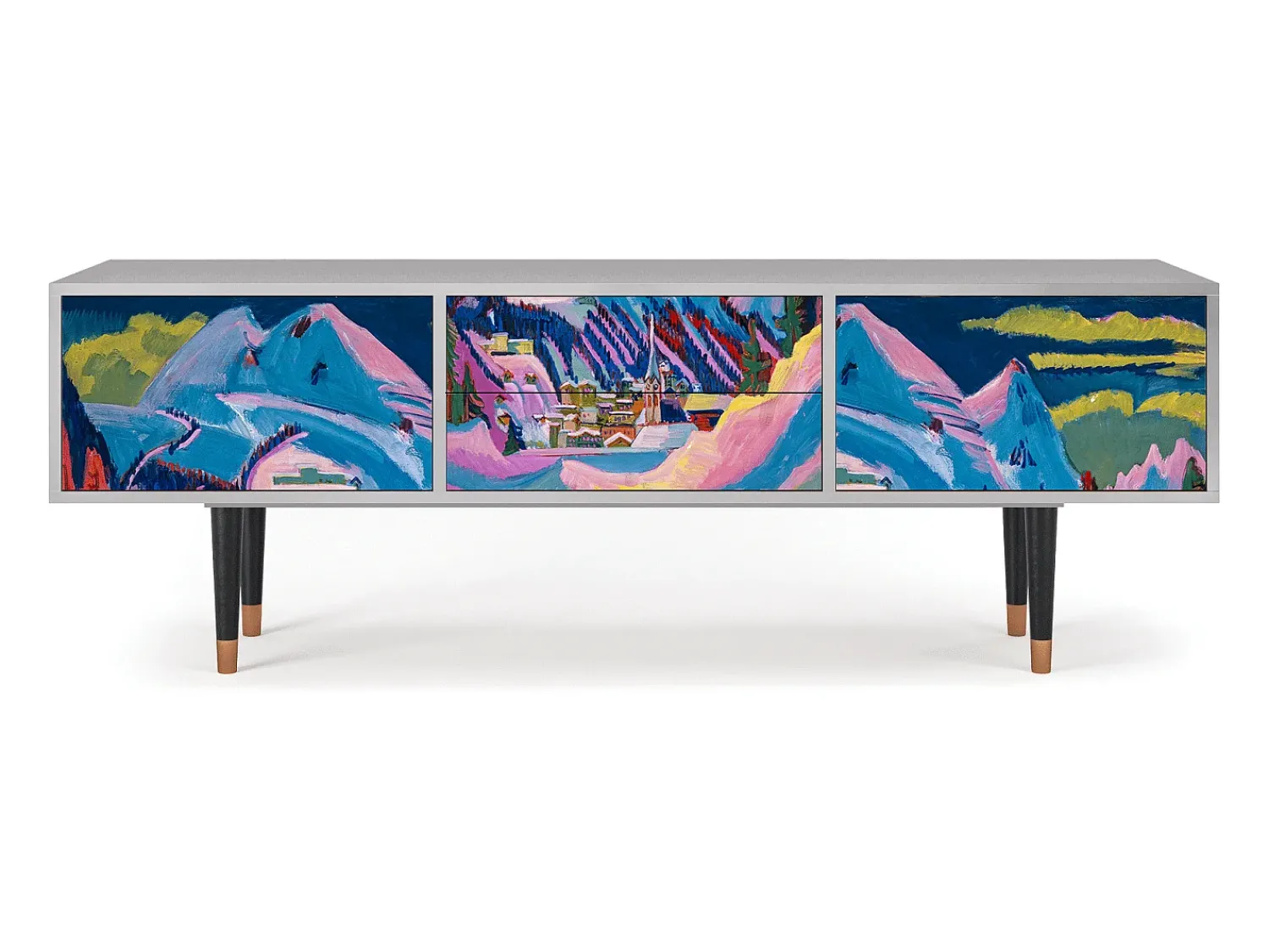 Móvel De Tv| Mueble de TV - 170х59х48 cm - T4 - Davos Winter, Cinza Cinzento